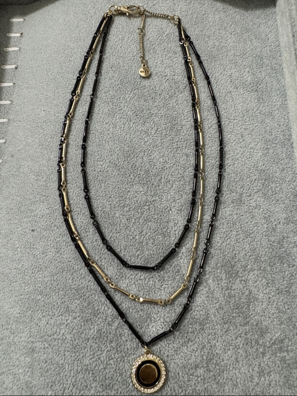 Dkny Black and Gold Layered Pendant Necklace